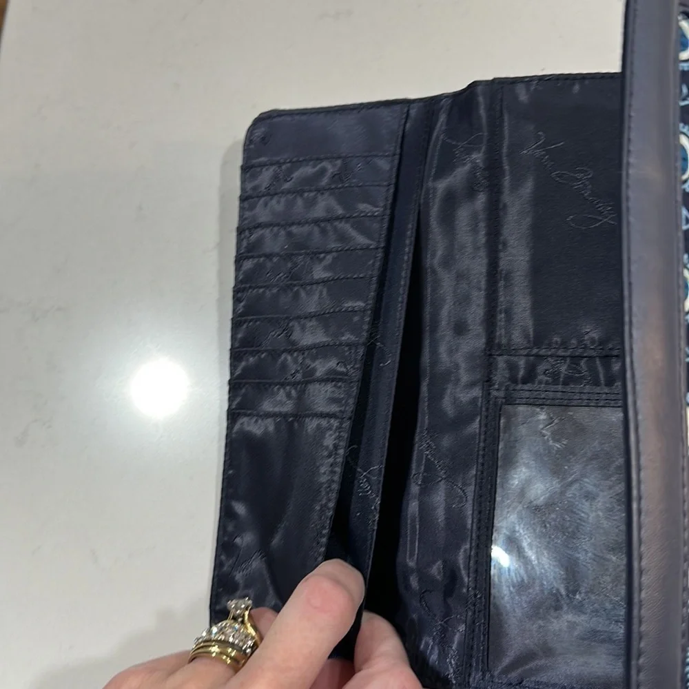 Vera Bradley Marrakesh Motifs Trifold Quilted Wallet in Navy Blue